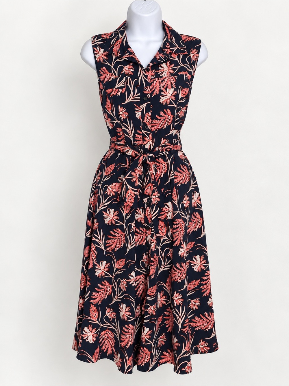 Banana Republic Floral Midi Collared Shirt Dress in Navy Blue Size 6 Like New